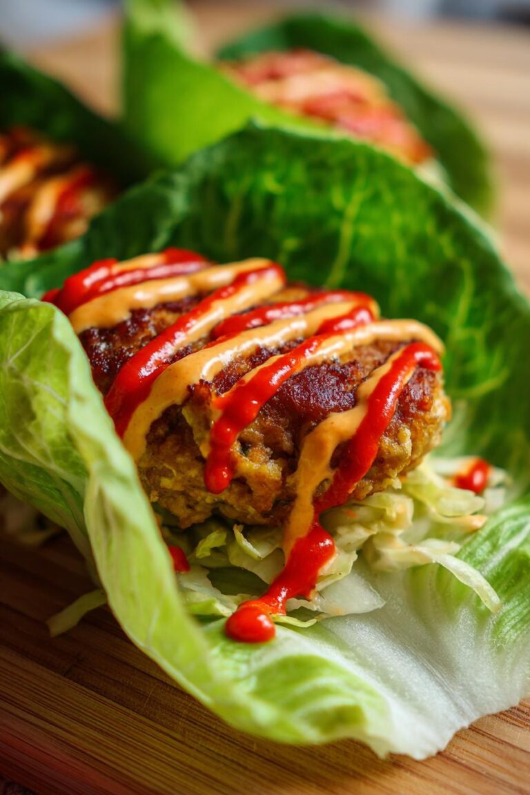 Turkey Burger Cabbage Wraps with Sriracha Mayo