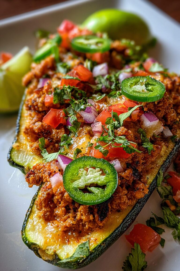 Zucchini Boat Ground Turkey Tacos